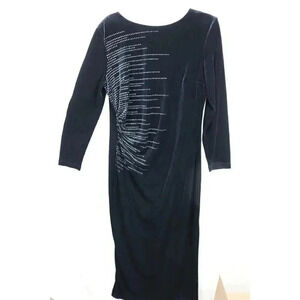 Joseph Ribkoff Women's Black Velvet Evening/Event Maxi Dress-Size 12-Rhinestones